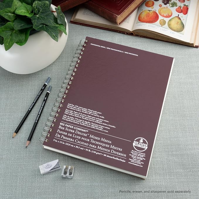 Bee Paper - 9"x 12" Super Deluxe Mixed Media Sketching Pad, 60 Sheets