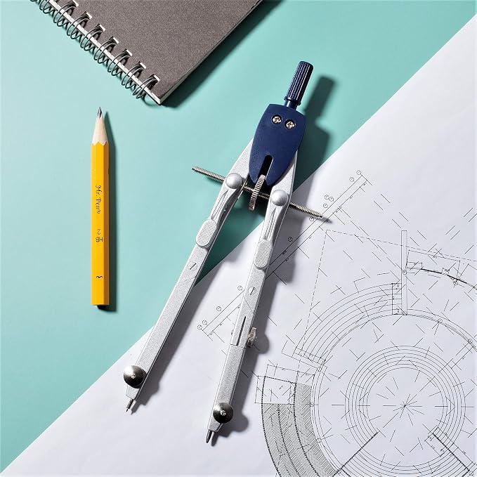 Mr. Pen- Professional Metal Compass Set, 7 pcs | Precision Drafting Compass with Extension Leg, Pencil Holder, Extra Lead & Needles, Geometry Tool for Drawing Circles, Math