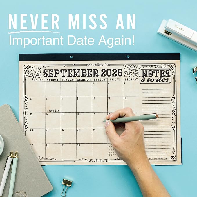 Hadley Designs Large Teacher Desk Calendar 2026-2027 - Desktop Calendar 2026, 18-Month Academic Desk Calendars for School, Home & Office, Cute Classroom Must Haves, Back to School Teacher Gifts
