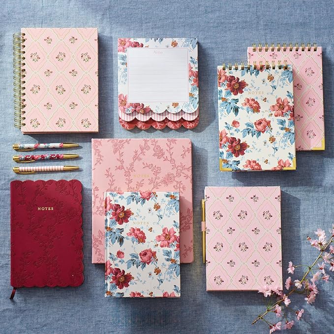 Laura Ashley Journal 256 Lined Pages Elegant Floral Hardcover Notebook | Scalloped Magnetic Flap Closure Keeps Notes Secure, Elegant Botanical Style Ideal for Diaries and Gifting