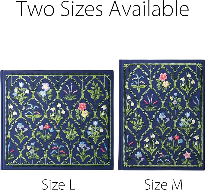 diodrio Luxury Embroidered Sketchbook for women 180gsm Premium Heavy Paper 92 Blank Pages, Keepsake Sketch Book with Floral Embroidery, 10.4" L x 8.25" W, Grosgrain Ribbon Bookmark, Lapis Blue, Size M