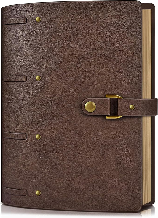 Leather Journal Notebook, A6 Size 5.3 x 7 inches 260 Pages Refillable Vintage Travel Notebook with Gift Box, 100 GSM Thick Lined Paper Journal Writing Diary Note Taking for Men and Women – Brown