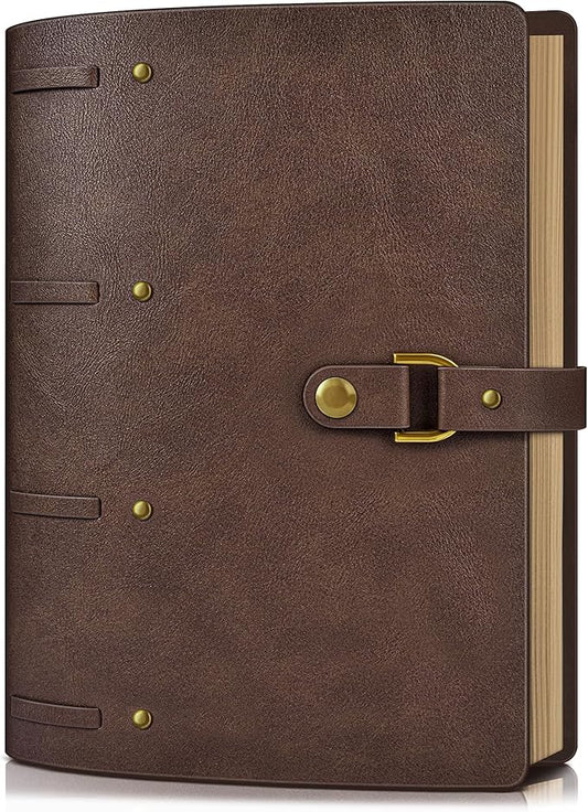 Leather Journal Notebook, A5 Size 6.9 x 9 inches 260 Pages Refillable Vintage Travel Notebook with Gift Box, 100 GSM Thick Lined Paper Journal Writing Diary Note Taking for Men and Women – Brown