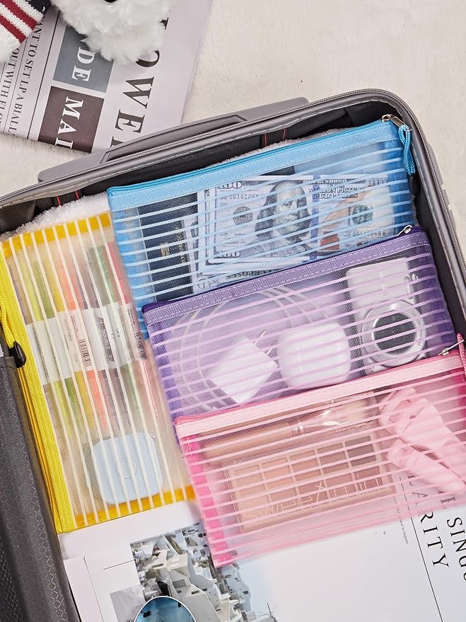 JARLINK Zipper Mesh Pouch, 120 Pcs multi-use Pencil Bags in 10 Colors | Multipurpose Pencil Pouch Bulk for School, Office Supplies, Cosmetics, Makeup&Travel Accessories, Solid Color