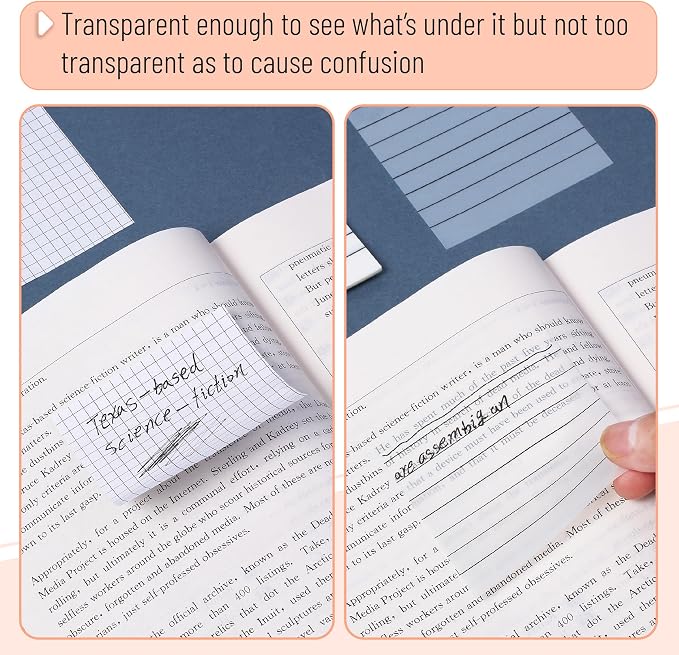 Mr. Pen- Transparent Sticky Notes, 3"x3", 10 Pads, 7X Lined, 3X Blank | 500 Sheets, Lined Transparent Sticky Notes, Water-Resistant See Through Self-Adhesive Note Pads for Bible Journaling
