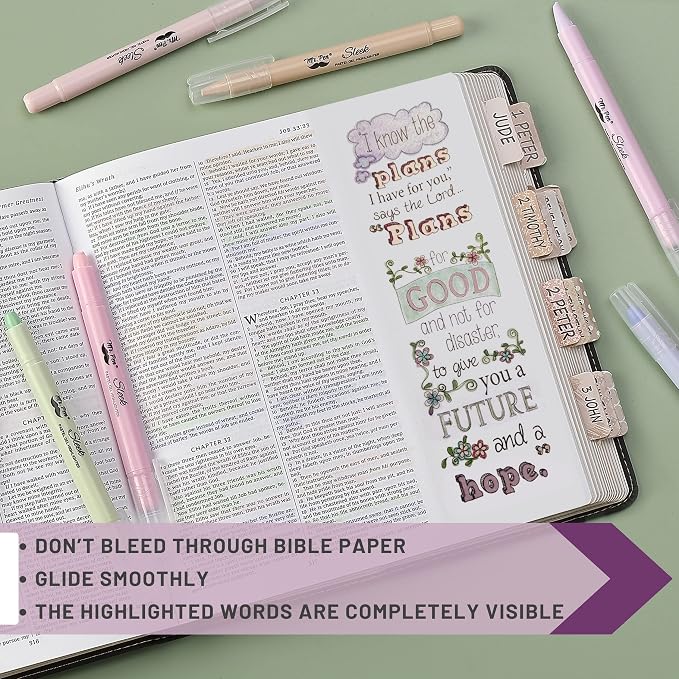 Mr. Pen- No Bleed Gel Highlighters, Morandi Colors, 8 Pack | Bible Highlighters and Pens No Bleed, Bible Markers for Study, Journaling, School Supplies and Accessories