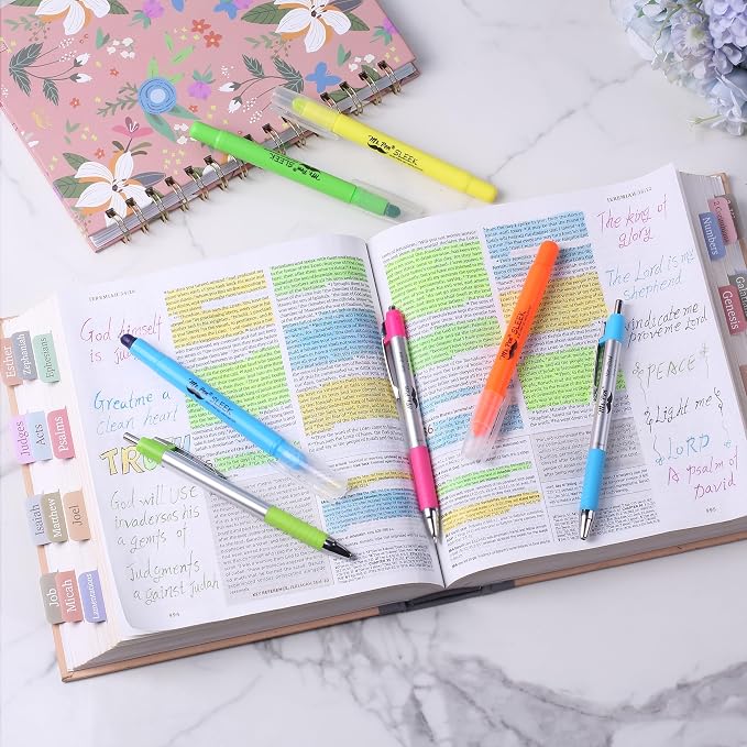 Mr. Pen- Bible Highlighters and Pens No Bleed, 8 Pack | Colorful Ink Pens 0.7mm for Highlighting, Bullet Journaling, Note-Taking, Summarizing, Bible Study, Planning