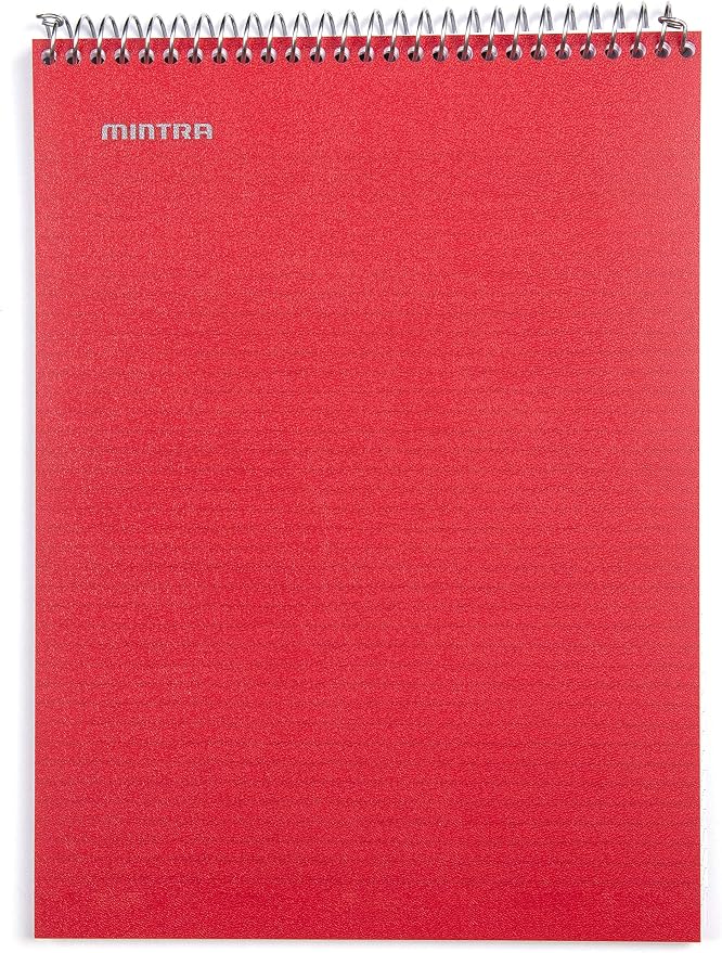 Mintra Office TOP BOUND Durable Spiral Notebooks (Black, Blue, Red, College Ruled 3pk)