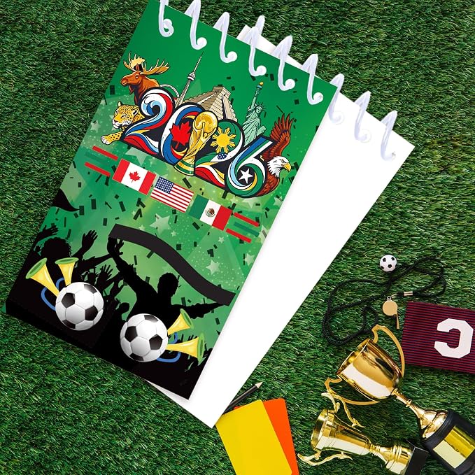 World Cup Spiral Notebooks 24 Pcs, 2.36 x 3.94 Inch Small Notebooks 16 Sheets 32 Pages, 2026 Canada Mexico Soccer Coil Memo Pads Bulk for Game Day, School Supplies, Soccer Party Favors