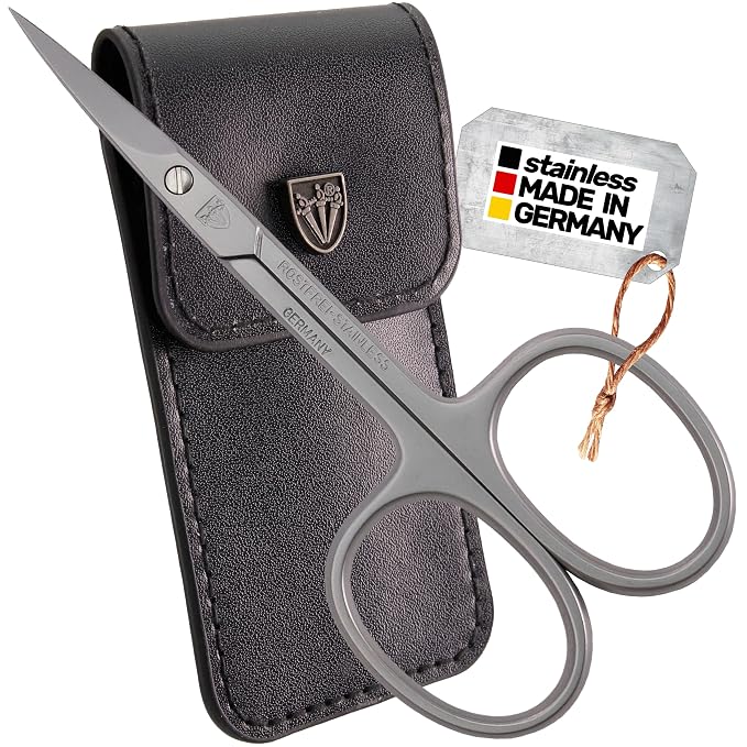 3 Swords Germany - brand quality STAINLESS STEEL INOX STRAIGHT CUTICLE SCISSORS (1 PIECE) with case for manicure pedicure - nail care by 3 Swords - Made in Germany