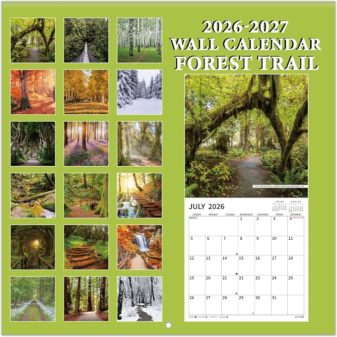 2026-2027 Wall Calendar, 2026-2027 Pathways Calendar, 18 Months from Jul 2026 - Dec 2027, 12" x 24" Open, Thick Paper, Hanging Holes, Large Blocks, Holidays, Gifts for Planning Organizing