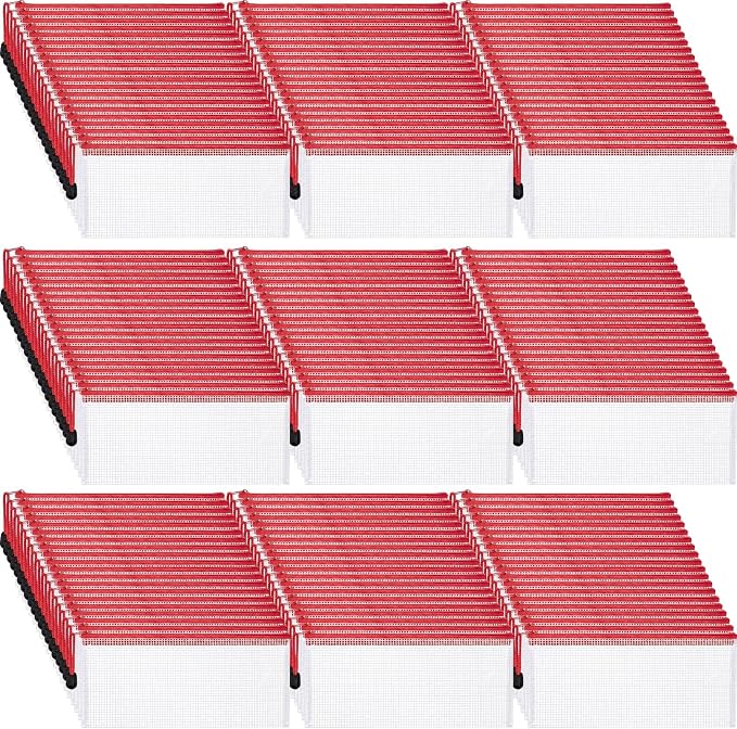 Zhehao 200 Pieces A6 Mesh Zipper Pouch Bulk Mesh Bags with Zipper Waterproof Small Pencil Pouches for Office Supplies Organization 9.4 x 4.5 Inches(Red)