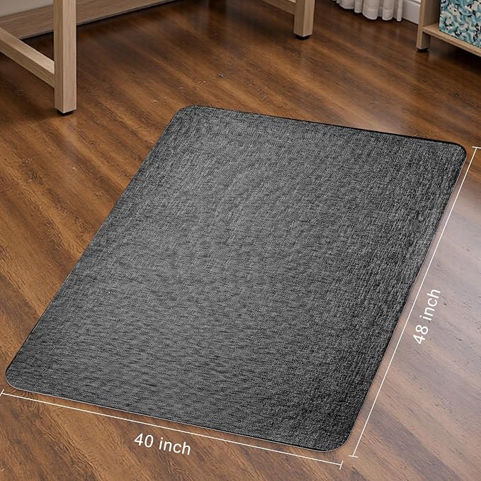 Sycoodeal Office Chair Mat for Hardwood & Tile Floor,Computer Gaming Chair Mat for Rolling Chairs Non-Curve, Anti-Slip, Heavy Duty Floor Protector for Home Office,Black (40" x 55")