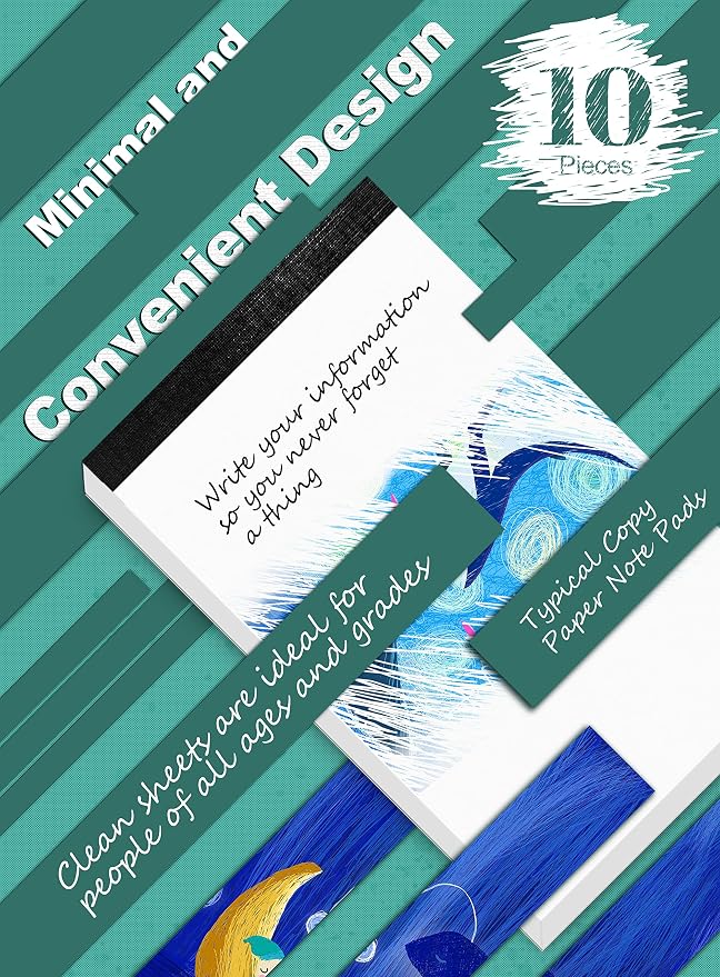 10 Pack Small Notepads Refills Grocery for List White Memo Pads 3x5 In Writing Notepad of Work Server Writing Note Pads with 50 Sheets Scratch Pads Paper in Each Pad Mini Pocket Notebook Refills Blank
