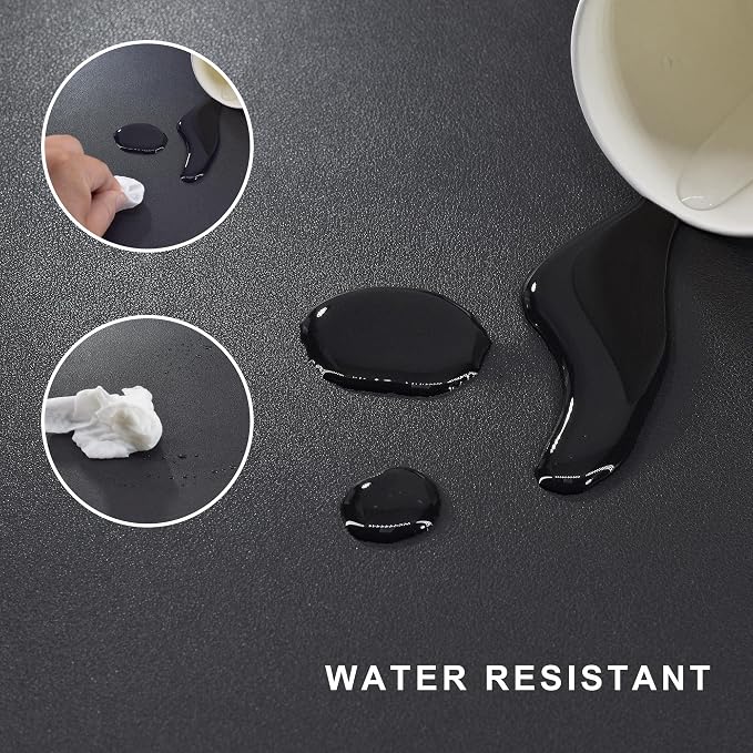 Chihein L-Shaped Desk Pad (49.2”+ 49.2”) x 15.7”, PU Leather Corner Desk Mat, Computer Office Mouse Pad Writing Table Pad for Home Office - Black/Gray