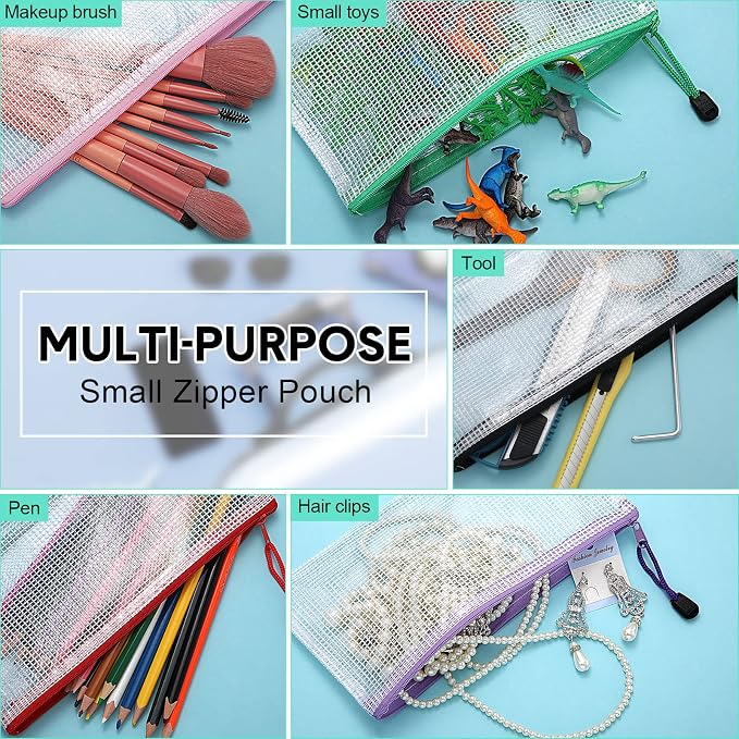 Harloon 150 Pack Pencil Pouch Bulk Gifts Graduation Mesh Zipper Pencil Cases 9.5 x 4.5 Inch Small Clear Holder Storage Multipurpose Cosmetics Toiletry Bags for Office Bill Travel(10 Colors)