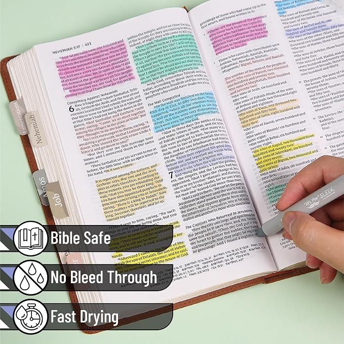 Mr. Pen- No Bleed Gel Highlighters, Friendly Colors, 8 Pack | Bible Highlighters and Pens No Bleed, Bible Markers for Study, Journaling, School Supplies and Accessories