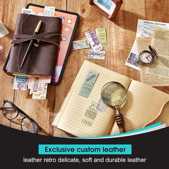 RILIHO Leather Journal Notebooks for Work, A5 Size Diary, 6x8.1 Inch, Genuine Leather Journals for Writing, Vintage Style Personalized Journal, Ideal for Women and Men, Artists, Travelers, Dark Brown