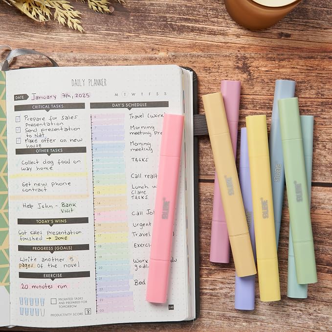 BLIEVE Bible Highlighters No Bleed Through, Pastel Colors, Dual Tip, 8 Pack | Aesthetic Cute Highlighters, Chisel Tip & Fine Point For Bible & Journaling, Back To School Supplies