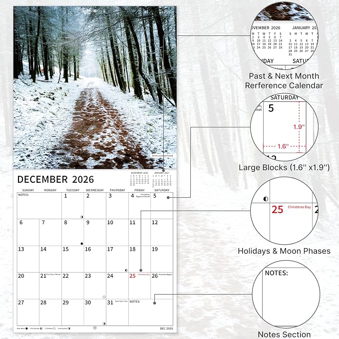 2026-2027 Wall Calendar, 2026-2027 Pathways Calendar, 18 Months from Jul 2026 - Dec 2027, 12" x 24" Open, Thick Paper, Hanging Holes, Large Blocks, Holidays, Gifts for Planning Organizing