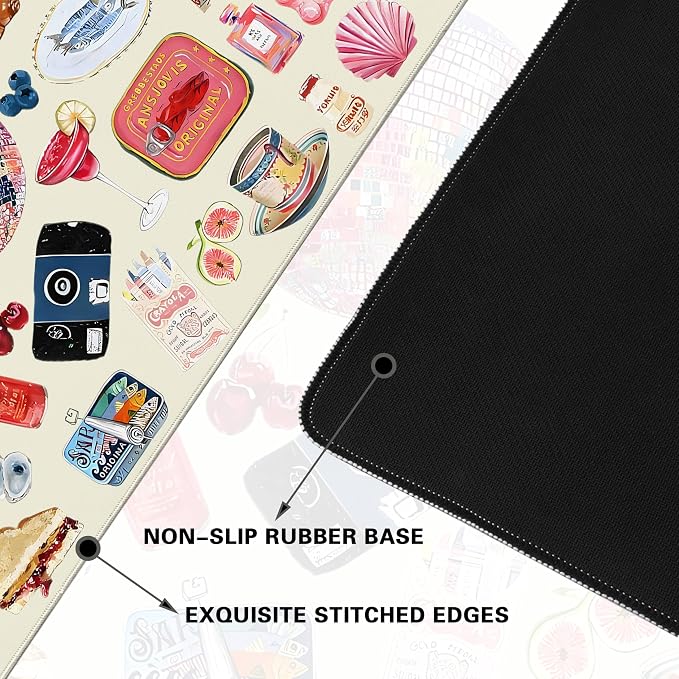 Desk Cover Mat, Large Cute Mouse Pad, Desk Pad Mat Decor for Office Game Home 31.5 X 15.7 Inch (Watercolor Stickers)
