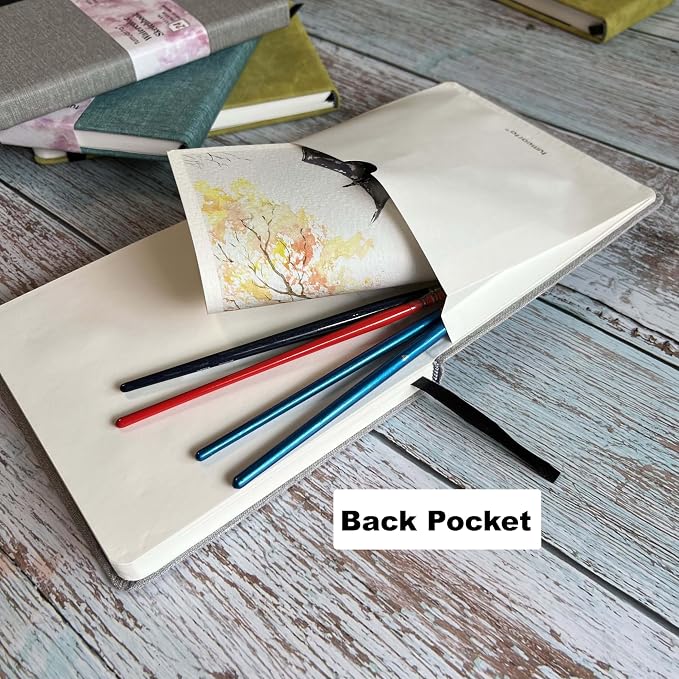 tumuarta Watercolor Sketchbook, 140 LB, 300 GSM, 100% Cotton Paper, Cold Press, 24 Sheets, 48 Pages, Watercolor Journal for Use As Travel Notebook and Mixed Media Pad On The Go (Green, 4x6)