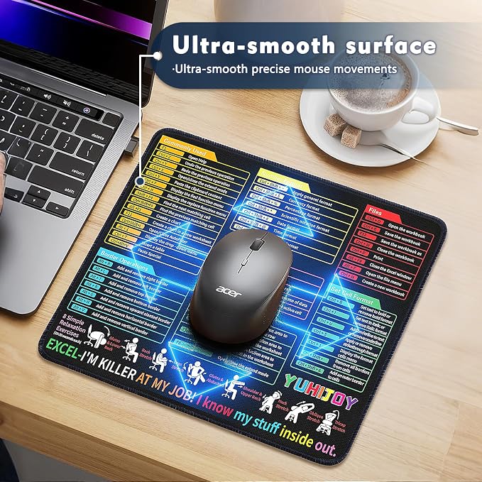 Excel Cheat Sheet Desk Pad - Excel Cheat Sheet Desk Mat - Mouse Pads, Non-Slip Base Portable Mousepad Suitable Ideal for Office, Gaming (11.8" x 9.84")