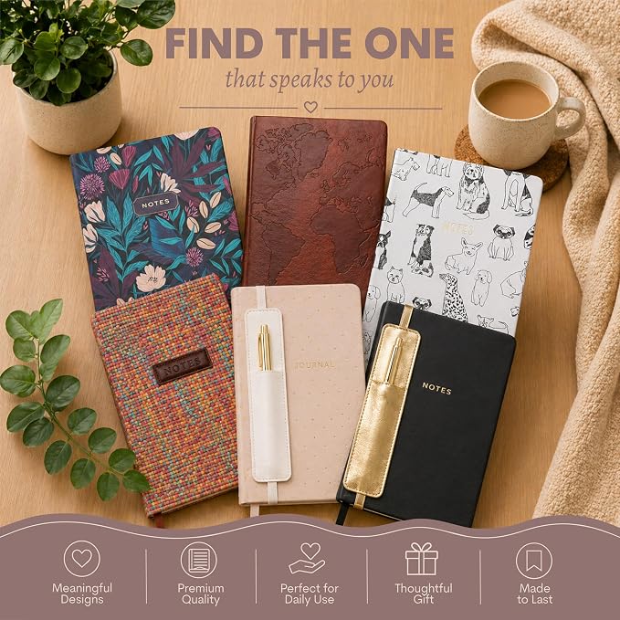 WORLD TRAVELER Eccolo A5 Hardbound Journal Notebook 256 Ivory Lined Pages | Sturdy Flexible Hardcover, 80GSM Acid-Free Ivory Pages, Smyth-Sewn Lay-Flat Binding, Ribbon Bookmark