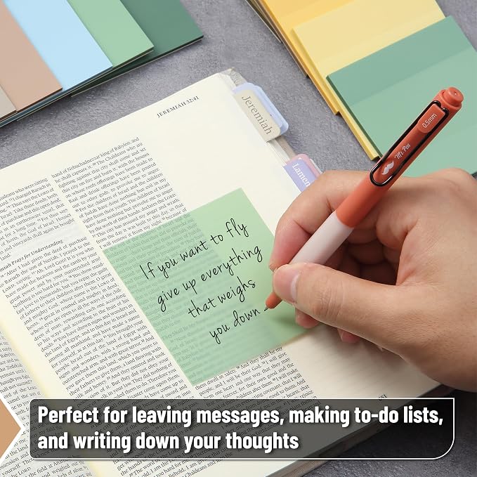 Mr. Pen- Transparent Sticky Notes, 3" x 3", 12 Pads, 600 Sheets | See Through Self-Adhesive Notes for Bible Journaling and Studying, Water-Resistant, Easy to Peel, Clean Removal