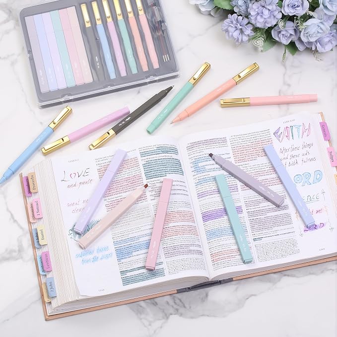 Mr. Pen- Aesthetic Highlighter and Gel Pen Set with Case, 12 Pack | Bible Highlighters & Cute Pens Refills With Soft Ink & Tip, No Bleed for Bible Study, Journaling, Planner, Notes