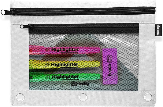 Enday Grey Pencil Pouch For 3 Ring Binder, Zippered Binder Pencil Pouches, 3 Ring Pencil Pouch for Binder, Pencil Case for Binder, Large Pencil Bags for School, Home, and Office
