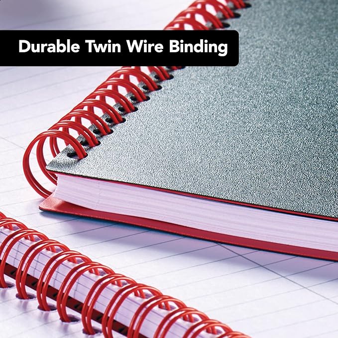Black n' Red Notebook, Business Journal, 11" x 8", 70 Sheets, Ruled, Optik Paper, Scribzee App, Flexible Poly Cover, Wirebound, Black (K67030)