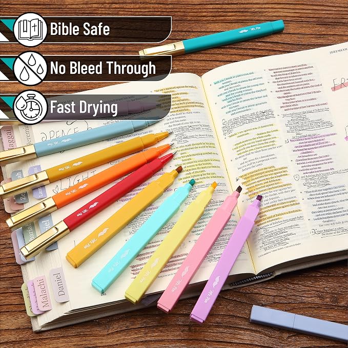 Mr. Pen- Aesthetic Highlighters and Ballpoint Pens No Bleed, 12 Pack | Summer Delight, Bible Highlighters and Pens No Bleed, Fast Dry and No Smear for Bible Journaling, Planner, School Supplies