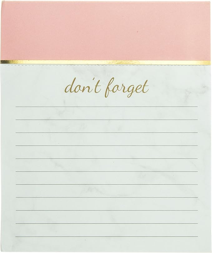 Graphique Blush Pink Jotter Notepad, Pad of Paper w/ 250 Tearable Ruled Pages, Elegant and Fun, Embellished with Gold Foil, Great for Kitchen Counters, Nightstands, Desks, and More, 4.5" x 5.5" x 1"