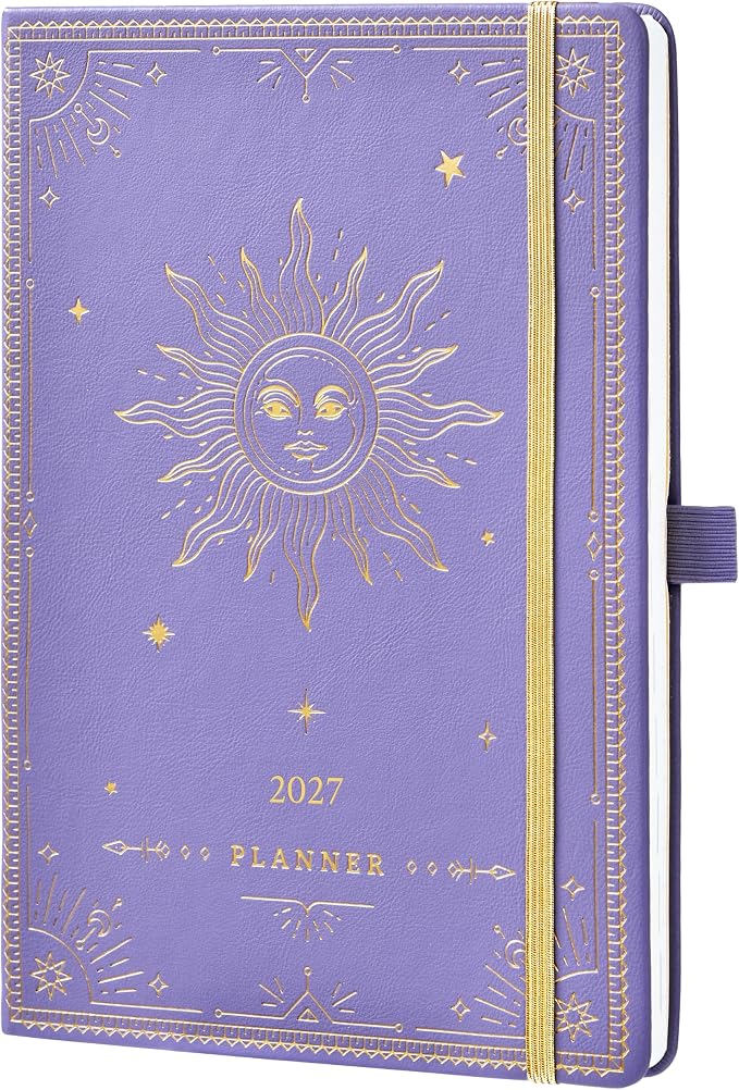 2027 Planner - 2027 Weekly Monthly Planner, January 2027 - December 2027, 5.75" x 8.25", Faux Leather Planner 2027 with Back Pocket & 40 Notes Pages - Lavender