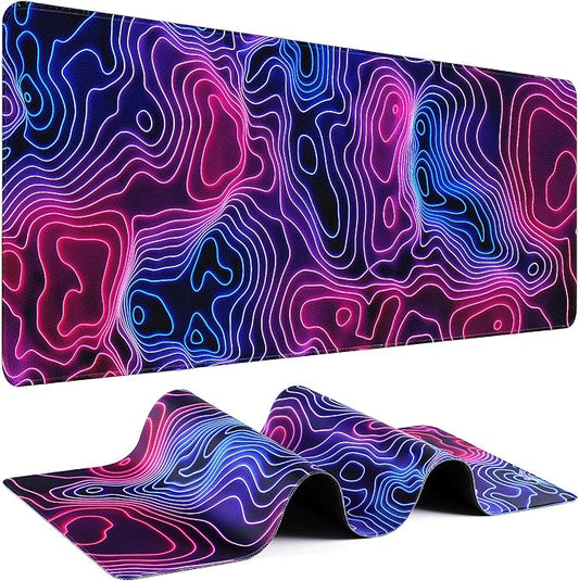 Gaming Mouse Pad - (31.5"×11.8") Topographic Large Mouse Pads for Desk - Desk Mat for Keyboard and Mouse with Non-Slip Base, Desks Pad Matfor Game/Office & Home