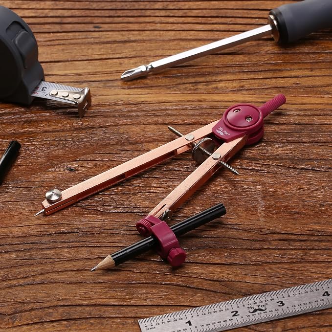 Mr. Pen- Metal Geometry Compass, Center-Wheel Design | Precision Drafting Compass with Pencil for School & Technical Drawing, Draws Circles up to 11 Inches Diameter