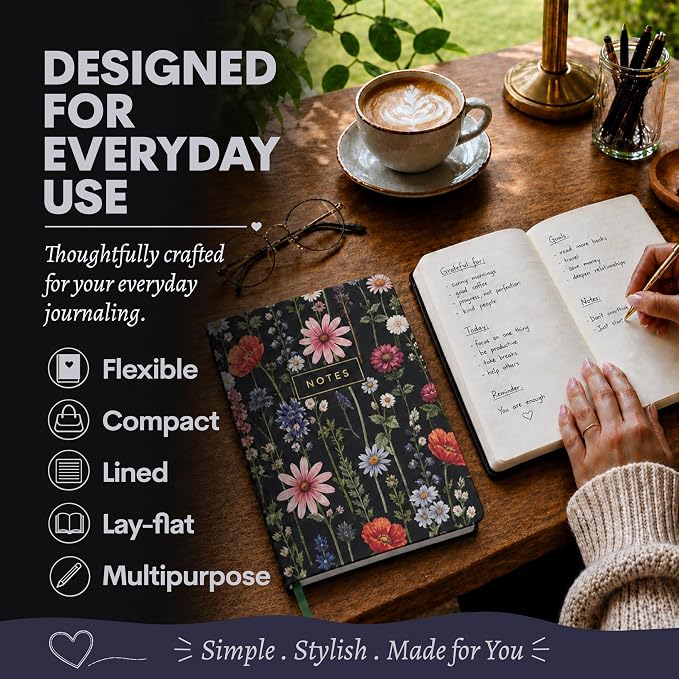 WORLD TRAVELER Eccolo A5 Hardbound Journal Notebook 256 Ivory Lined Pages | Sturdy Flexible Hardcover, 80GSM Acid-Free Ivory Pages, Smyth-Sewn Lay-Flat Binding, Ribbon Bookmark