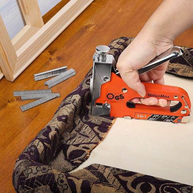 ValueMax Staple Gun, Heavy Duty 3-in-1 Manual Nail Gun with 3000 Staples, Upholstery Stapler for Wood, Furniture, Carpet, Carpentry, DIY, Wire, Decoration, Craft, Fixing Material, Decoration | Upholstery Stapler for Wood, Furniture, Carpet, Carpentry, ...