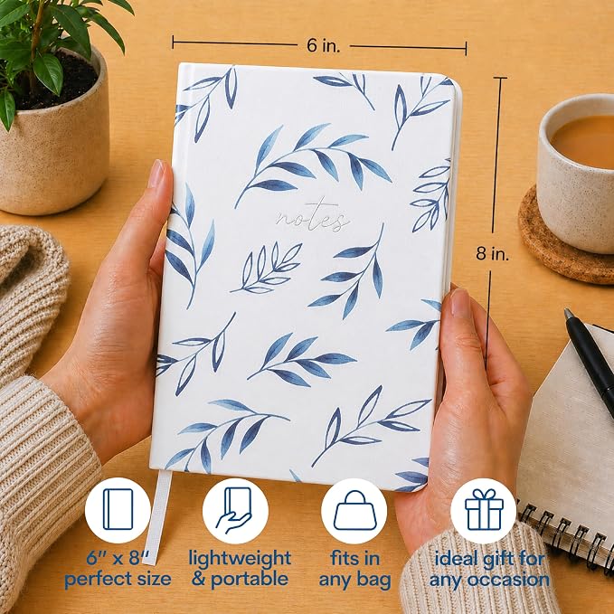 WORLD TRAVELER Eccolo A5 Hardbound Journal Notebook 256 Ivory Lined Pages | Sturdy Flexible Hardcover, 80GSM Acid-Free Ivory Pages, Smyth-Sewn Lay-Flat Binding, Ribbon Bookmark