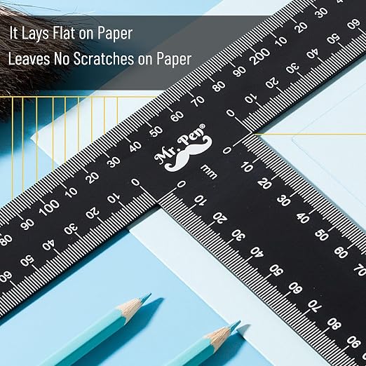 Mr. Pen - T Square, T Ruler, 12 inch Metal Ruler, T Square Ruler | Drafting Tools, Architect Ruler, Set Square, Drafting Ruler, Tsquare, Truler, Architectural Triangle, Tee Ruler, L Square