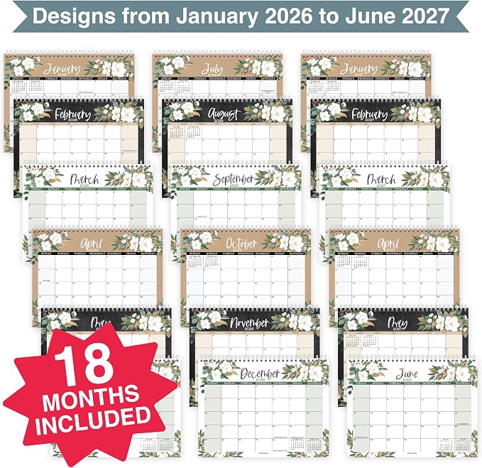 Small Desk Calendar 2026-2027 Standing Flip - 18-Month 2026 Desk Calendar Small for Home, Office & School, Standing Desks Calendars 2026-2027, Mini Desks Calendars, Back to School Teacher Gifts