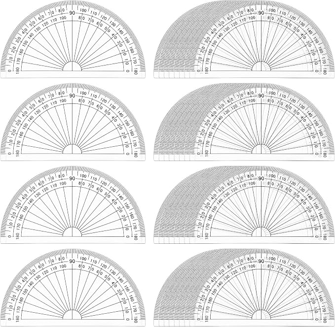 Zonon 200 Pcs 4 Inch Clear Plastic Protractor Bulk Math Protractors Set 180 Degrees Geometry Drafting Tools for Classroom Industry Office Back to School Supplies