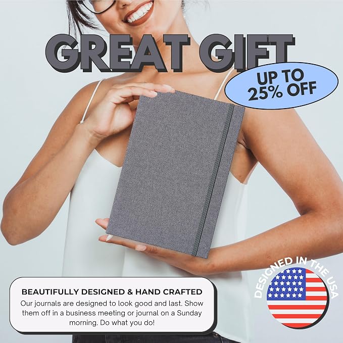 Portage Blank Hardcover Aesthetic Notebook Writing Journal – Bleed-Proof Paper Notepad for Journaling, High GSM, A5 Notebook, Cream Pages - Slate, 6 x 8.5 Inches, 224 Pages