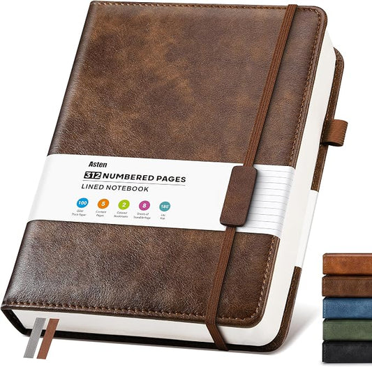 Lined Hardcover Leather Journal Notebook: A4 Journal for Men, Dark Brown | 312 Numbered Pages & Content, 100GSM Thick Paper, College Ruled Journals Note Book for Business Work Writing Diary