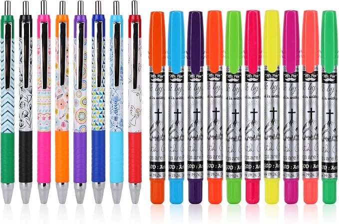 Mr. Pen- Bible Journaling Kit, 18 Pack - 10 Gel Highlighters | 8 No Bleed Pens, Bible Pens and Highlighters