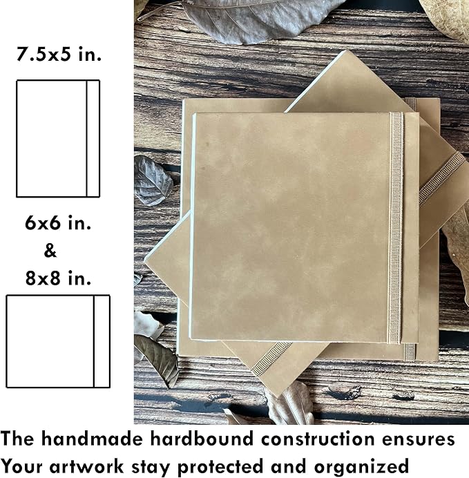 tumuarta Deckle Edge Paper Sketchbook, 92 LB, 150 GSM, 80 Sheets Mixed Media Paper, Acid Free, Handmade Vintage Journal Hardbound Drawing Book for Pencil, Ink, Markers, Acrylic and More (5.5" X 8.5")