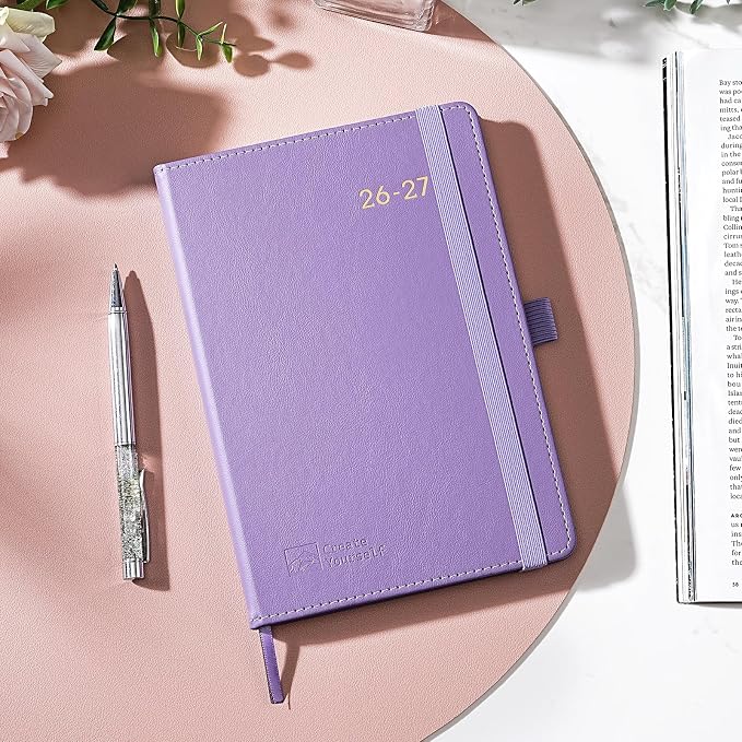 2026-2027 Planner - Academic Planner 2026-2027 Weekly Monthly Planner, July 2026 - June 2027, 5.7'' x 8.4'', Thick Paper, Leather Cover, Pen Holder, Back Pocket, Perfect Daily Organizer - Purple