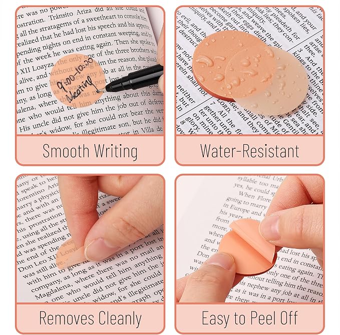 Mr. Pen- Round Transparent Sticky Notes, 1.1” Diameter, 14 Pads, 560 Sheets | Colorful, Water-Resistant See-Through Sticky Notes & Fineliner, Smooth Writing, Note Tabs for Bible Journaling, Studying