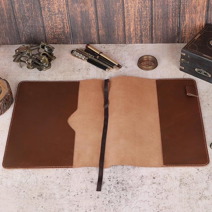 Heavy Duty Full Grain Leather Journal Cover (8.5 x 11 in.), Refillable Cahier XXL, Refillable Spiral Notebook (8.5 x 11 in.), Handmade Leather Journal Cover (Tan)